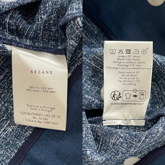 Sezane Lorenzo Blouse Linen Blend Size 42 US 10 - Picture 6 of 8